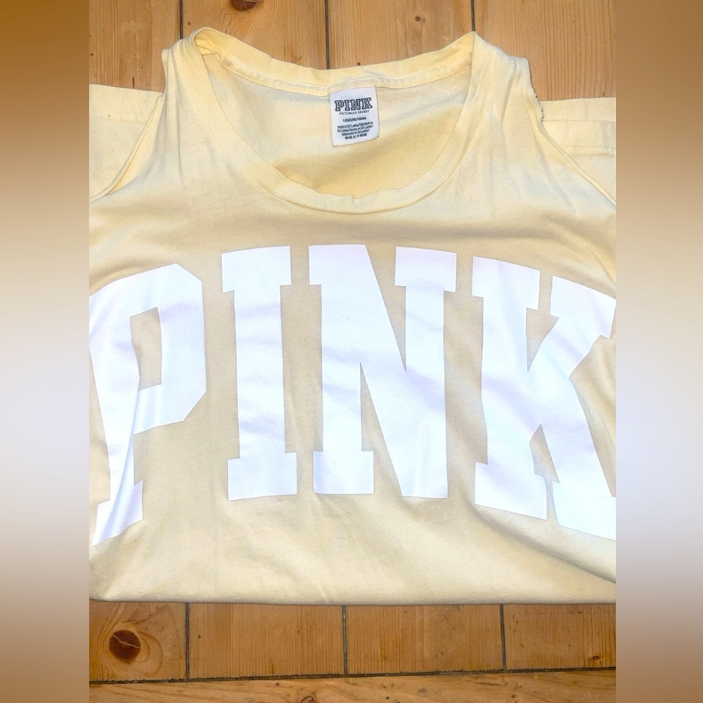 PINK light yellow long sleeve with shoulder cut-outs